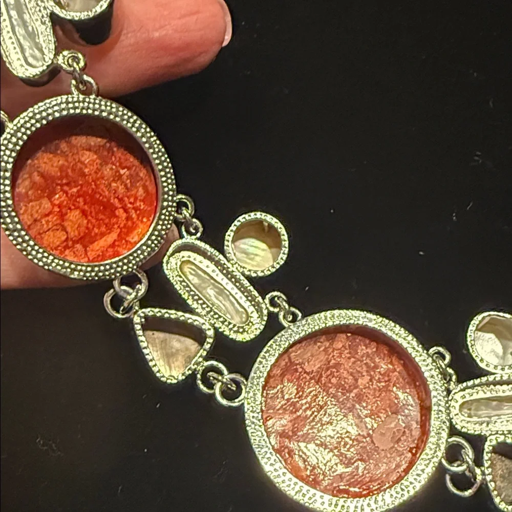 Elegant Red, Silver Pearl Necklace!! - Picture 4 of 7